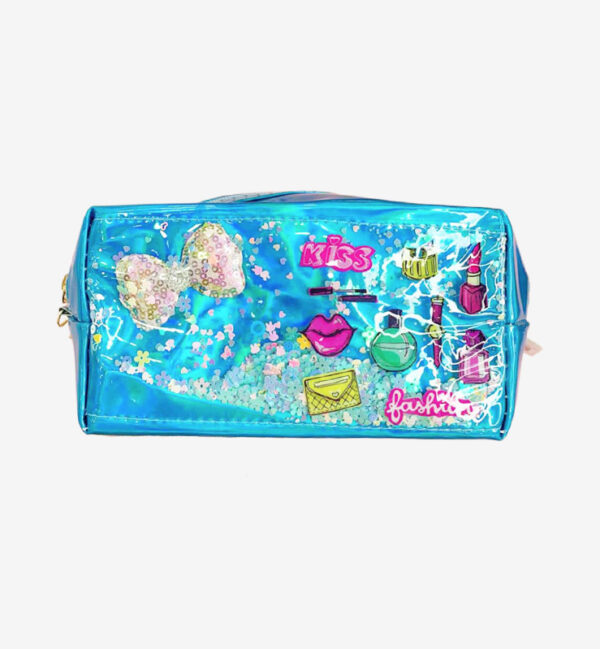 Makeup bag for purse shimmer with glitter