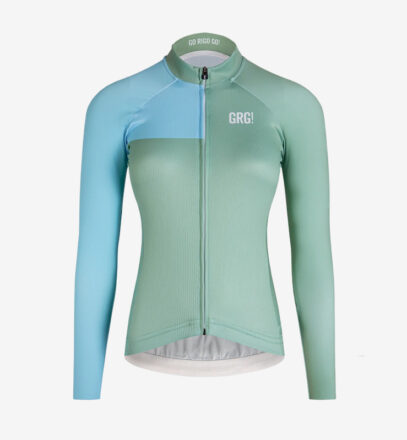 Camiseta ciclismo manga larga mujer KM100 confort green sea