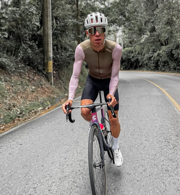 Women´s long sleeve cycling jerseys KM100 Macchiato
