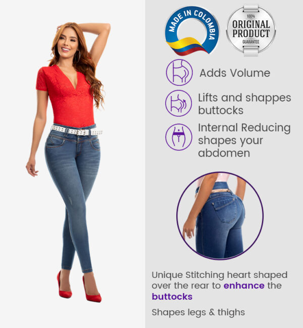High Waist Skinny Butt Lifting Jeans Colombian Stretch Jeans for Women 6142